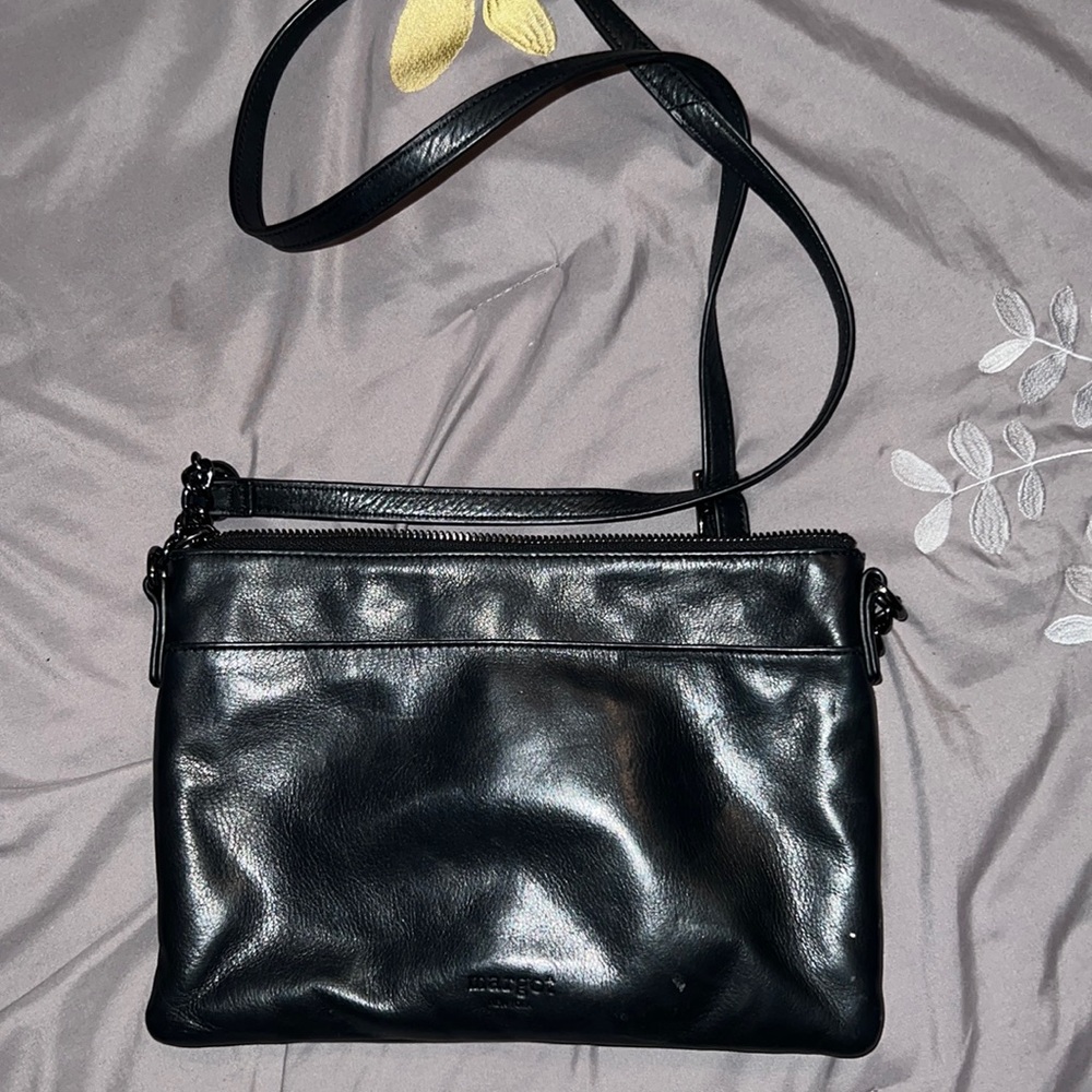 Black Leather Cross Body Purse by Margot